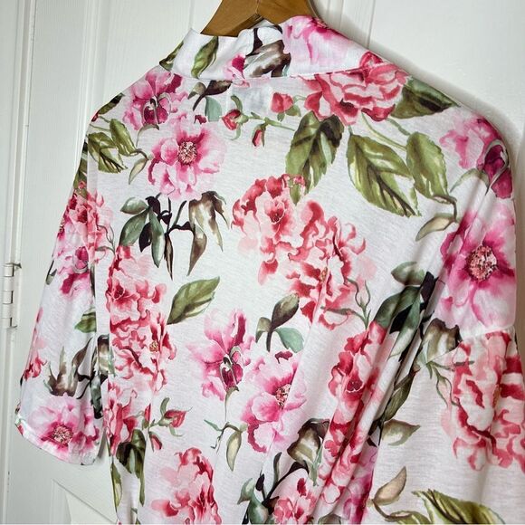 Show Me Your MuMu Garden Of Blooms White Pink Floral Bride Robe OS Girly Boho - Picture 5 of 7